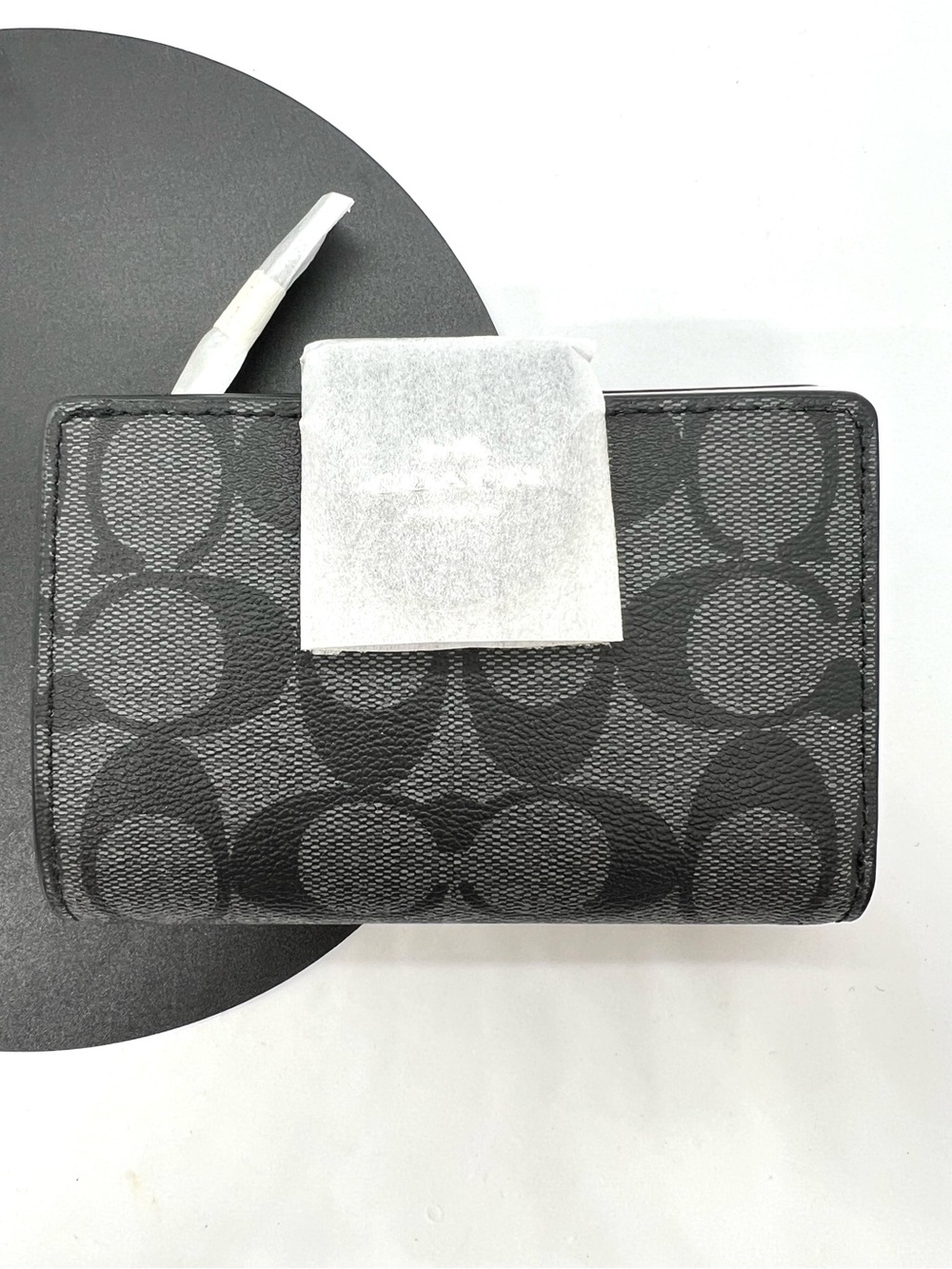 Coach Medium Corner Zip Wallet Signature Canvas Graphite Black C0082 NWT - Picture 16 of 16